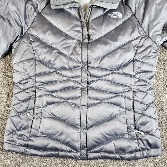 The North Face Womens 650 Down Puffer Jacket Gray Medium‎ Quilted Coat - Picture 10 of 11